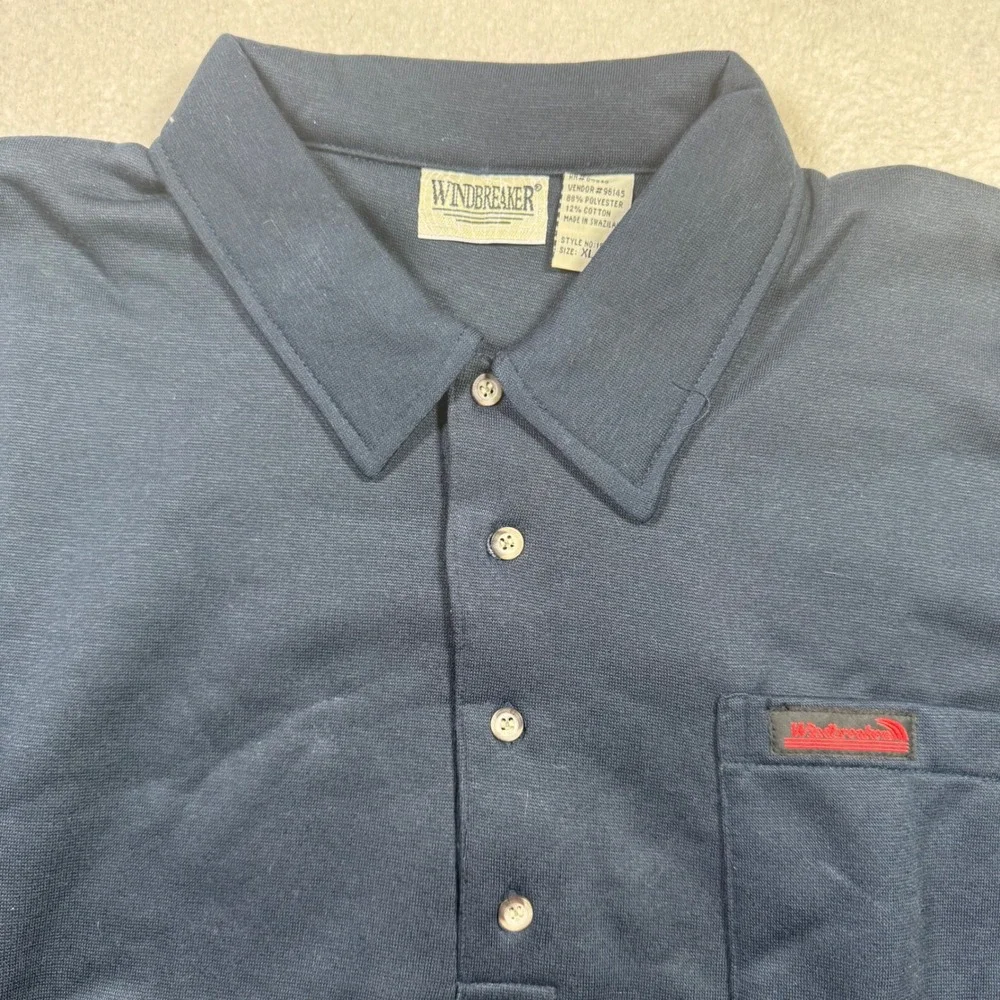 Windbreaker Polo Sweatshirt Mens XL Navy Blue NWOT Vintage Long Sleeve 153
